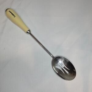 Cuisinart Large Slotted Serving Spoon Ceramic Handle Silver Cream 13" Kitchen